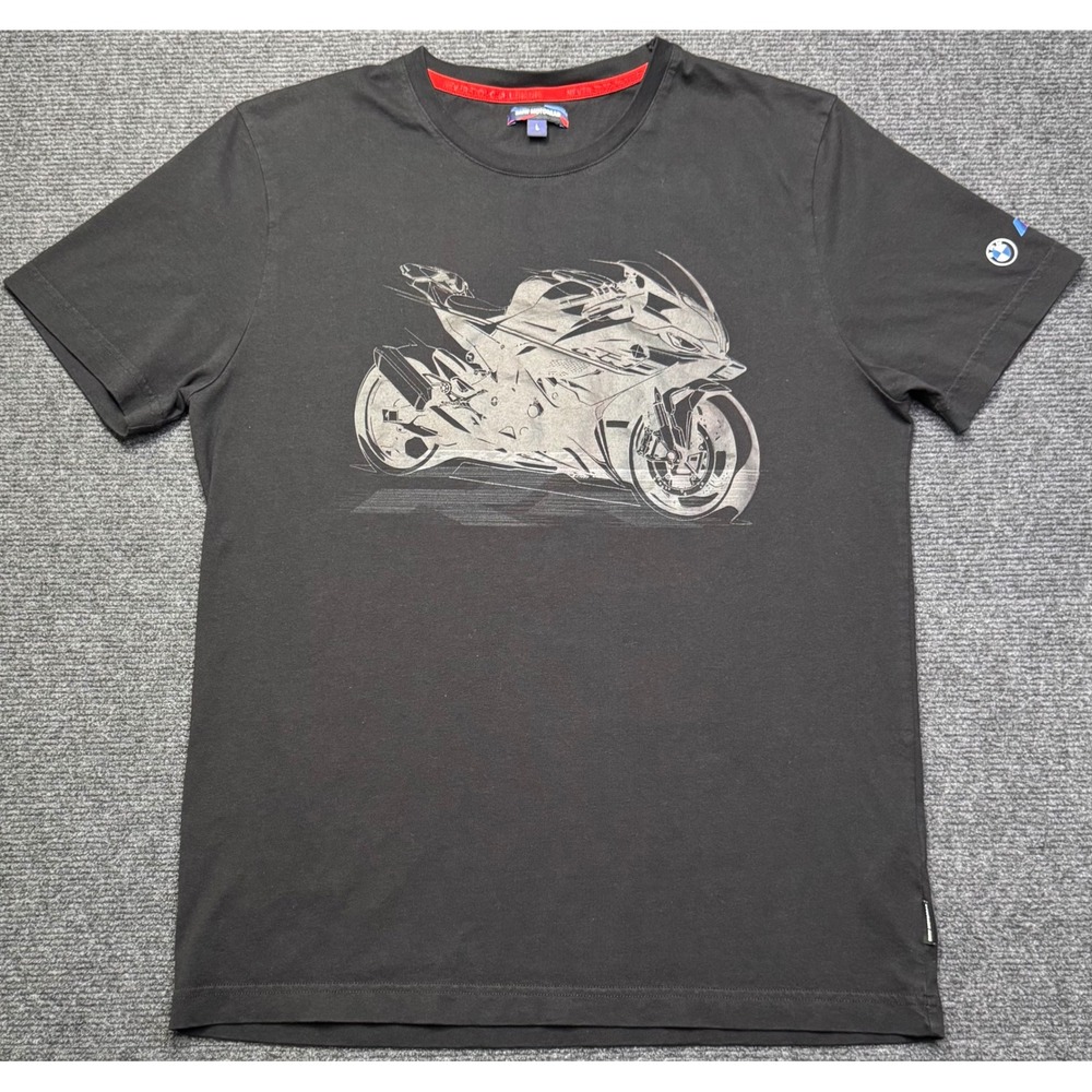 BMW Motorrad Motorsport RR Graphic T-Shirt Black Mens Large Organic Cotton Logo